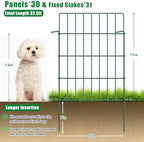 30 Pack Decorative Garden Fence Total 32.5ft (L) x 24in High 1.44" Gap Metal Wire Rustproof Small Animal Barrier Fence Easy Assembly Patio Yard Seedlings Protection Fencing Border Green - Image 2