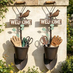 2Pcs Metal Wall Planter ,Vintage Wall Hanging Planter with Welcome Sign - Image 5