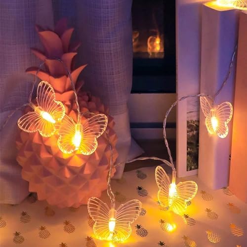 CAKERS LED Butterfly String Lights|Warm White Light Copper Wire Lamp|Creative Decor Lamp for Party Bedroom Holiday Patio,Warm White,3m(9.8ft)-20LED-Battery - Image 5