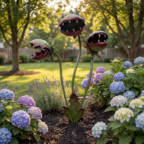 Metal Carnivorous Plant Garden Stake,Giant Carnivorous Plants Decor by Unknown