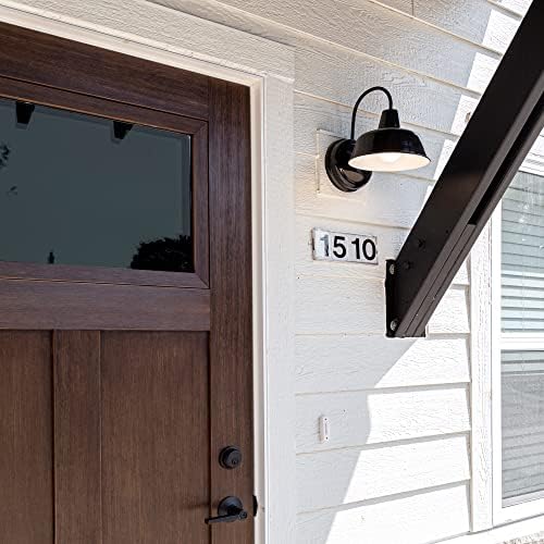 Design House Mason Farmhouse Gooseneck Barn Light, Outdoor Exterior Porch or Patio Wall Light Fixture, Satin Black, 8 Inch Diameter, 1-Pack, 579367 - Image 5
