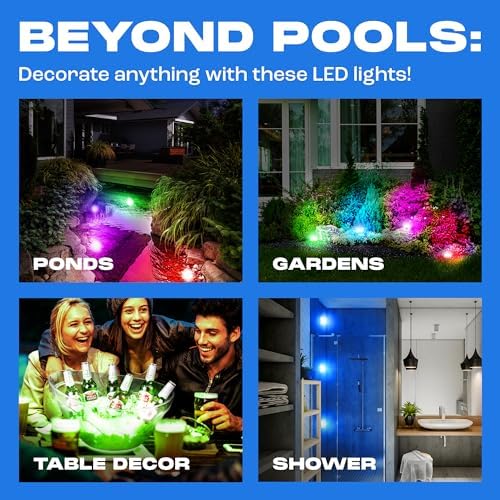 Yankee Submersible Pool Lights, Waterproof 15 LED Underwater Lights with Remote, 16 Colors, 3 Flash Modes, Timer, with Suction Cups, Magnet, for Inground Pool (4 pcs) - Image 6