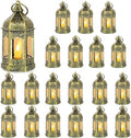 Mini Lantern with Flickering LED Candles Set of 20, Hewory Gold Vintage Decorative Hanging Candle Lanterns for Halloween, Christmas, Wedding Decorations, Party, Table Centerpiece, Battery Included by Hewory