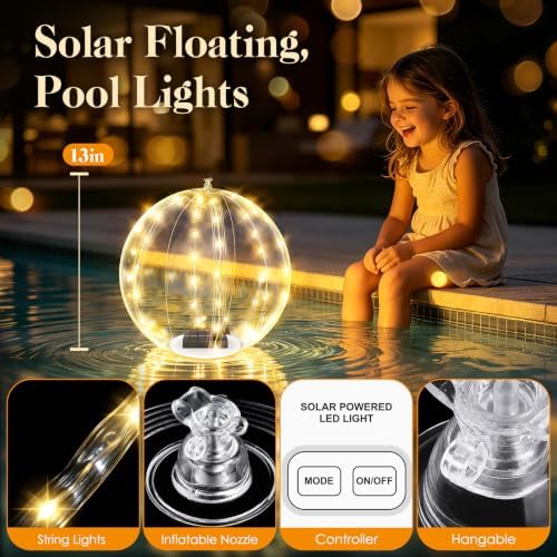 Solar Floating Pool Lights with Remote Control, 8 Lighting Modes（2PCS) - Image 6