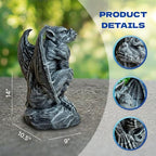 OLOMA Gothic Gargoyle Garden Statue Concrete Demon Fantasy Sculpture Mythical Monster Guardian Figurine Cement Grotesque Ornament Medieval Beast Yard Art Handcrafted Outdoor Patio Yard Porch Accent - Image 6