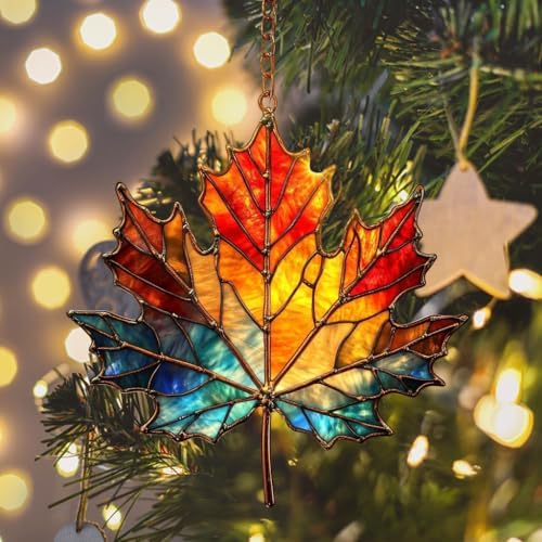 Rainbow Maple Leaf Acrylic Suncatcher - Image 6