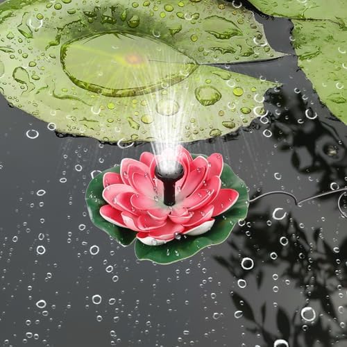 Solar Fountain Floating Lotus Shape Outdoor Garden Fountain Water Feature Landscape Decor for Pool and Pond with Red Flower Design 7v 1.2w Solar Pump - Image 2
