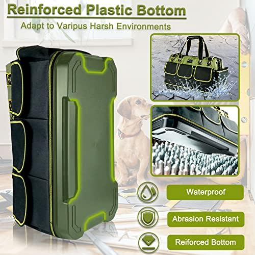 20inch Tool Bag for Men Women Heavy Duty with Waterproof Molded Base Large Tool Bag, Wide Mouth Tool Tote, Artisan Carpenter Electricians Tool Bags,Adjustable Shoulder Strap Organizer - Image 4