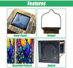Solar Lantern Peacock Stained Glass Vibrant Blue Feathers Golden Mosaic Halo Outdoor Waterproof Hanging Solar Light Outside Lights for Patio Yard House Lawn Decor Birthday Gifts for Women Mom - Image 3
