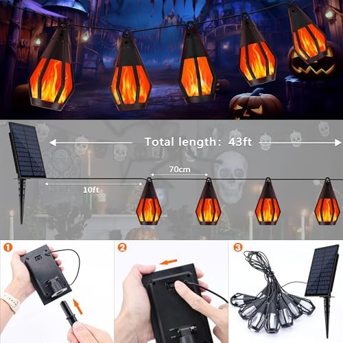 Solar String Lights for Outside, 33Ft Solar Patio Light with 15 Flickering - Image 6