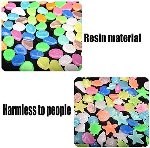 Glowing Stone 100pcs Mixed Color Glowing Pebbles, Glowing Rocks in The Dark, Resin Gravel Decorations for Indoor Plants in Aquarium Garden Lawn (Color : Style 2) - Image 4