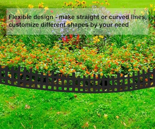 Garden Edging 33FT x 4.1~4.9IN Tall, Landscape Edging Borders with 60pcs Plastic Stakes,Arched Design Black Flexible Lawn Edging Border, No Digging Edge Fence DIY for Tree Flowerbeds Grass Yard - Image 4