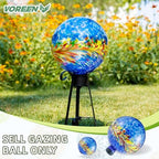 VOREEN 10-Inch Glass Gazing Ball, Outdoor Gazing Globe, Handmade Reflective Ball Yard Decoration for Homes, Patio, Lawn and Gardens, Gift for Mom Wife Friend, Phoenix Tail Design, Blue - Image 2