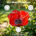 Metal Flower Garden Stakes with Bee Bath & Bird Water Bowl,Watering Station,Hummingbird Bath Cup for Outdoor Yard Decor (6PC) - Image 4