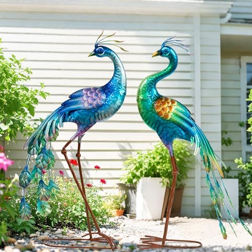 Metal Peacock Statue Garden Decor Yard Art Decoration Outdoor Sculpture by Chisheen