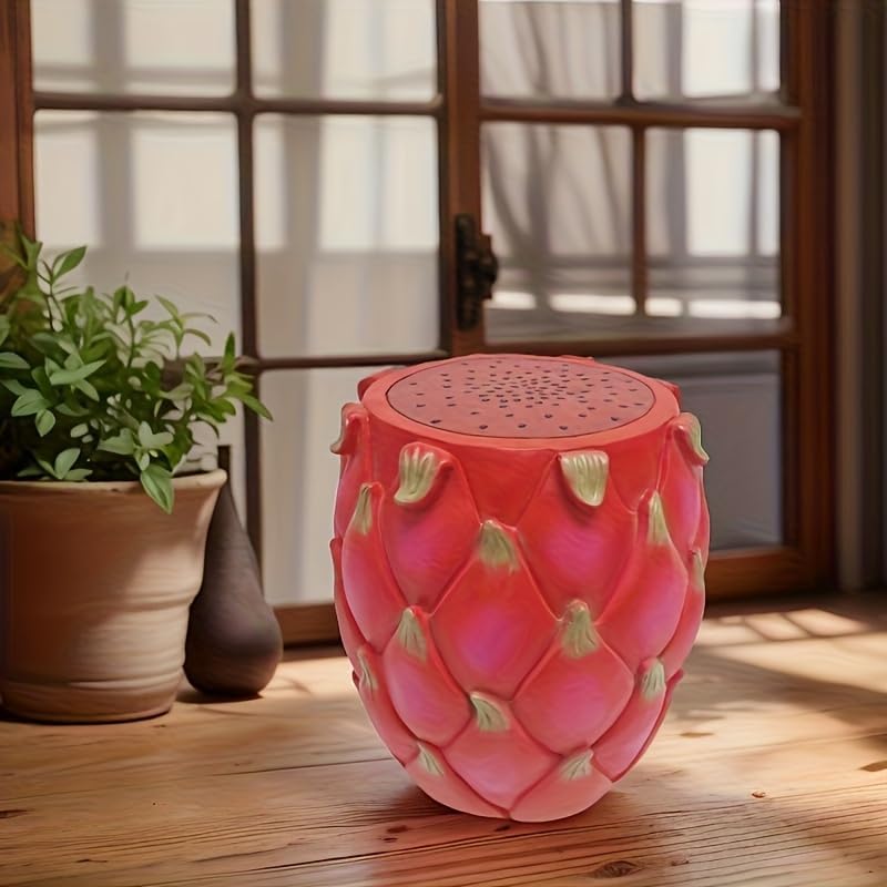 13.4" Dragonfruit Stool Resin Side Table Plant Stand Patio Decor - Image 6