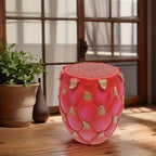 13.4" Dragonfruit Stool Resin Side Table Plant Stand Patio Decor - Image 6