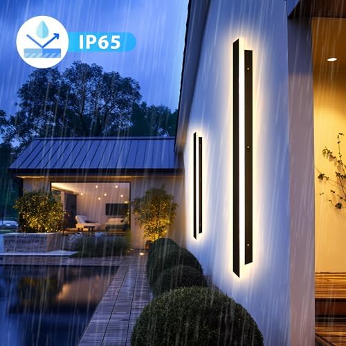 Outdoor Wall Light LED Long Wall Sconce 11.82in Ip65 Waterproof Black Modern Outdoor Lights 3000k 9W Metal Exterior Light Fixture for Porch Light Patio Front Door Yard Garden Villa Living Room - Image 3