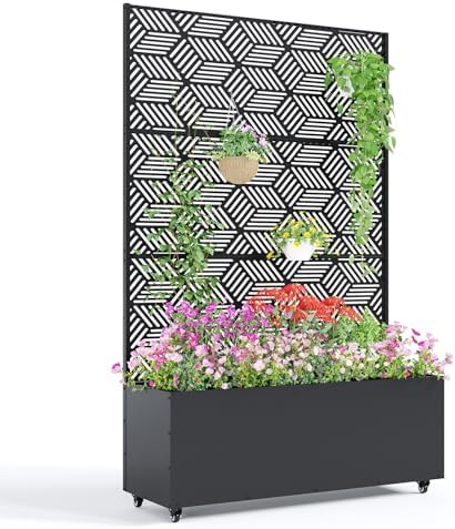 Garvee Metal Raised Garden Bed with Trellis and Wheels, 71"x47"x16" by Garvee