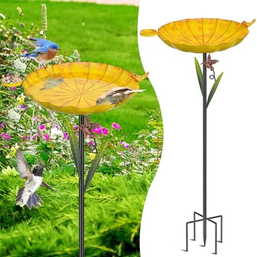 Metal Bird Bath for Outside,41.5" Freestanding Garden Birdbath Bowl - Image 3