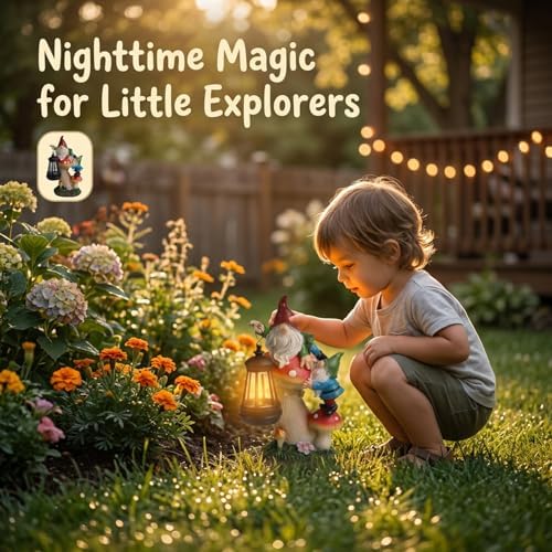 Solar Gnome Garden Statue with Mushroom Lights for Outdoor, Waterproof Garden Gnomes Decor for Yard Lawn Balcony, Cute Gnome Figurine Lights for Patio Decor, Ideal Gift for Garden Lovers & Homeowners - Image 5
