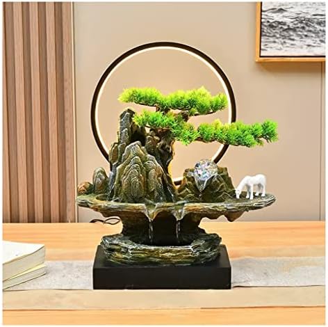 HIHELO Desktop Fountain Tabletop Fountain Resin Rockery Desktop Fountain with LED Light Living Room Decorative Waterscape Ornament Water Fountain Outdoor (Color : Without Nebulizer) by Unknown