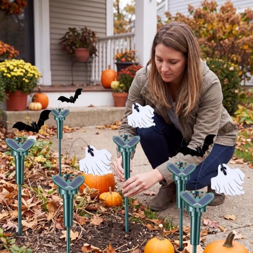 Retisee 12 Pcs Flying Ghost Bat Decorations Solar Outdoor Halloween Stakes - Image 5