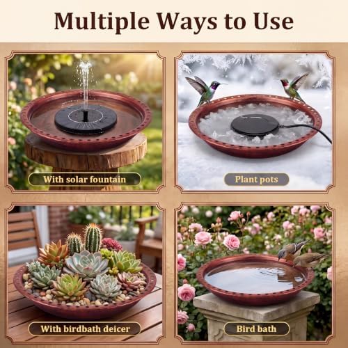 Bird Bath Bowl, Metal Rolled Edge Cutout Bird Bath for Outdoor - Image 7