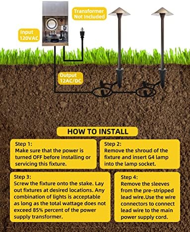COLOER 1-Pack Brass12V Low Voltage Garden Path Lights Outdoor(605B) - Image 6