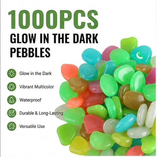 Magical Glowing Pebbles,1000PCS Colorful Glow-in-the-Dark Garden Stones,Waterproof Night Guide Pebbles Glow in the Dark,Glow in the Dark Rocks Outdoor,for Garden Path Yard Fish Tank (Orange,1000) - Image 2