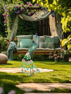 YEAHOME Garden Decor Outdoor Statues, 34" Large Metal Peacock Standing Yard Art, Blue Green Bird Lawn Sculptures Garden Decor for Outside Patio Porch Backyard - Image 3