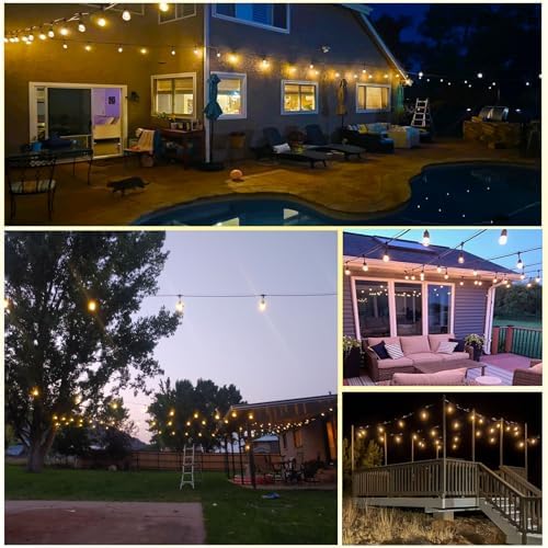 150 FT Outdoor String Lights for Outside Black with 48pcs Replaceable S14 Edison Lights 2200K, Weatherproof for Patio Pergola Gazebo Backyard, 1-Pack, Hooks and Zip Ties Included, Connectable - Image 5