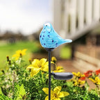 Solar Garden Stake, Hand-Blown Glass Bluebird Light Outdoor Garden Decor - Image 4
