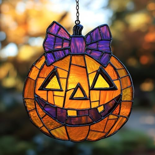 Jack-o'-Lantern Purple Tie Acrylic Suncatcher by AVAGAN