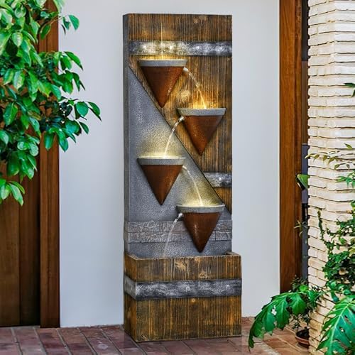 49.21" 4 Tiers Outdoor Water Fountain for Garden Patio with Lights - Image 5