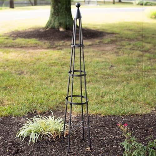 Achla Designs OBL-01, 61-in Wrought Iron Garden Obelisk Trellis, H, Graphite - Image 2