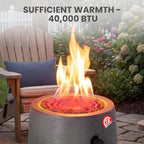 COSIEST Outdoor Propane Fire Pit, 11 inch Small Round Firepit Fire Column w Lava Rocks, Rain Cover for Outside Garden, CSA Certified, 40,000 BTU (Gray) - Image 3