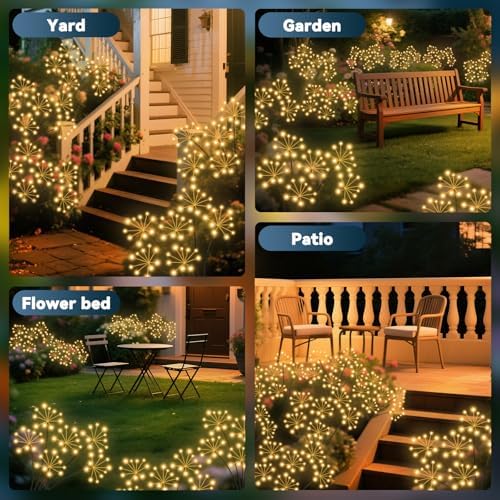 Solar Garden Lights 4 Pack Waterproof Swaying Starburst Light Solar Outdoor Lights for Yard Patio Walkway Pathway Party Wedding Decoration, Unique Gifts for Women, Warm White - Image 7
