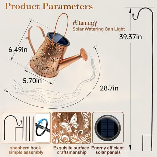 Solar Watering Can Lights:Outdoor Waterproof Metal Led String Lantern - Butterfly Fariy Hanging Decorations for Garden Pathway Patio - Mothers Day Gifts for Mom Grandma Women Over 40 - Image 3