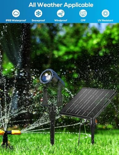 ZYAN Solar Landscape Spotlights, Separate Panels and USB-C Powered 10800mAh Auto On Off Dusk to Dawn, Outdoor IP65 Waterproof Spotlights, Warm White for Yard Path Patio (8 Pack) - Image 3