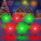 Tujoe 6 Pcs Christmas Solar Firework Stake Lights 180 LED 8 Modes - Image 2