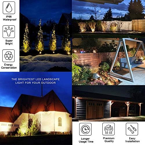 10W Low Voltage Landscape Lights 12V LED Spotlights Outdoor IP66 Waterproof Garden Lights,3000K Warm White Light Lawn Floodlight Stakes(6 Pack) - Image 6