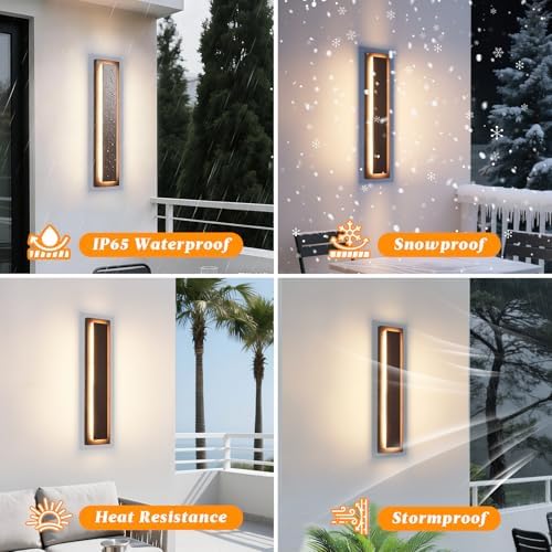 24 in Brown Long Outdoor LED Wall Lights,Outside Light Fixtures - Image 4