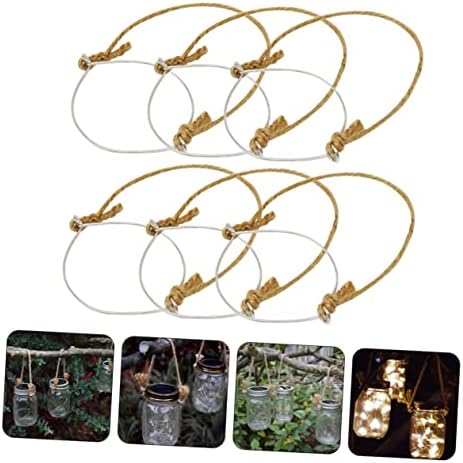 Healeved 30pcs Stainless Steel and Burlap Rope Handles for Solar Jars Vintage Style Wire Hangers for Canning and Storage - Image 6