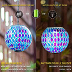 VCUTEKA Hanging Solar Lanterns Mosaic Crackle Glass Solar Light, Multicolor - Image 3