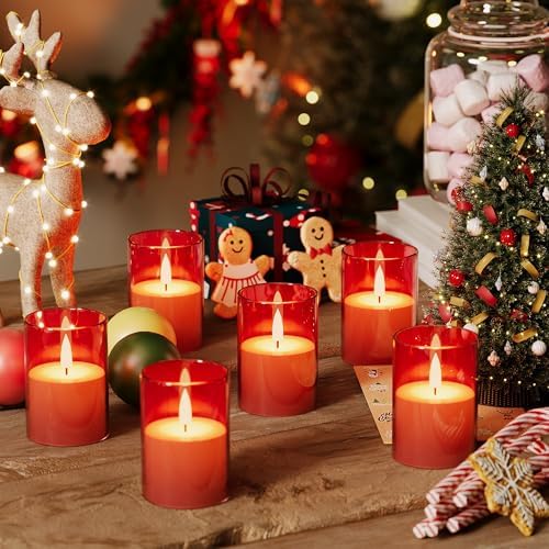 12Pack Flameless LED Candles with Timer, Battery Operated, Red, 2"x3" - Image 2
