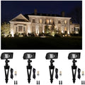 Gardenreet Low Voltage LED Flood Light - Solid Brass 12V Wall Wash Light Outdoor, Landscape Hardwired IP65 Waterproof, Wide Beam Black for Yard Tree House with 2700K Warm White 3W 270LM G4 Bulb 4 Pack by Gardenreet