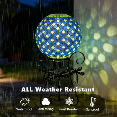 Stargarden Solar Gazing Ball, 10”Glass Gazing Globe with Metal Ball Stand - Image 6