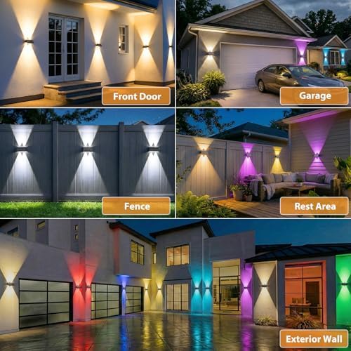 6PACK Solar Wall Lights Outdoor ,8 Lighting Modes Up and Down Solar Sconce Lights Dusk to Dawn Lighting IP65 Waterproof Solar Lights Outdoor for House Exterior Front Porch Garage Fence Patio Yard - Image 6