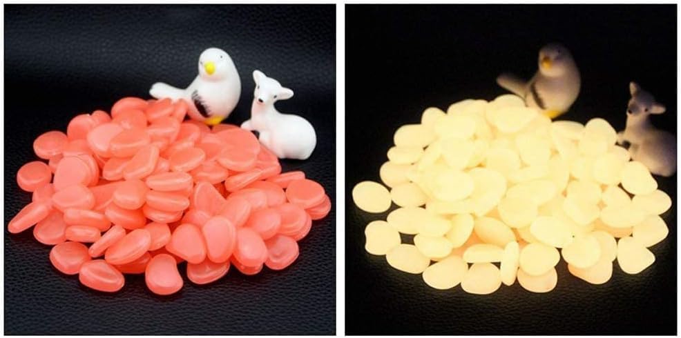 1100Pcs Glow Stones Glow in The Dark Garden Stones Pebbles, Gardening Luminous Stones Outdoor Decor Glowing Water Fish Tank Gravel (Orange) - Image 4